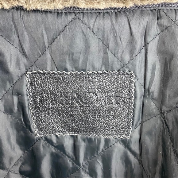 CHEROKEE Long Leather Jacket Black Zip Up Faux Fur - Picture 14 of 15